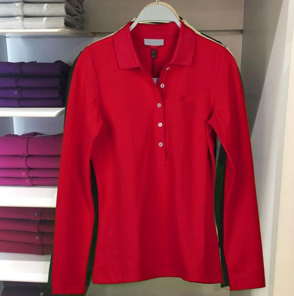 

women's t-shirt women shirt long sleeve classic summer fashion big fish embroidery polo shirts cotton slim fit polos casual, White