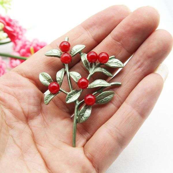 

pins, brooches red white fruit enamel tree beauty plant party office brooch pins gifts, Gray