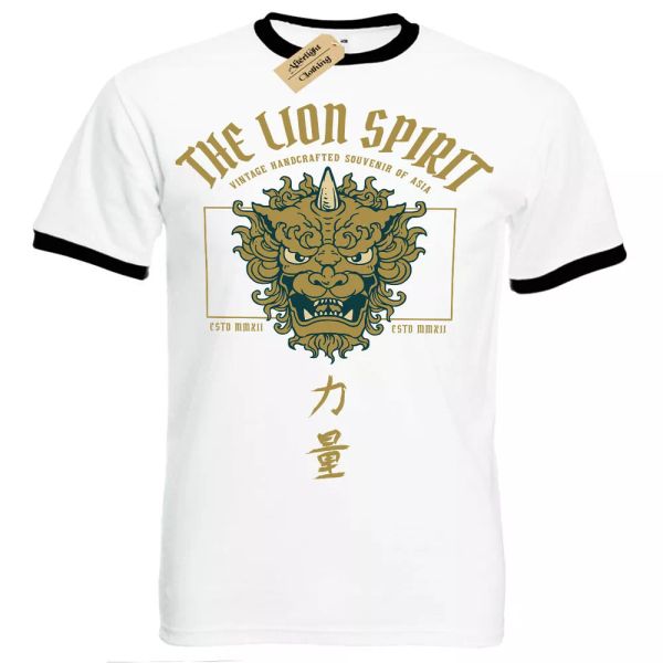 

el leÃ³n spirit camiseta japÃ³n hombre ringer, White;black