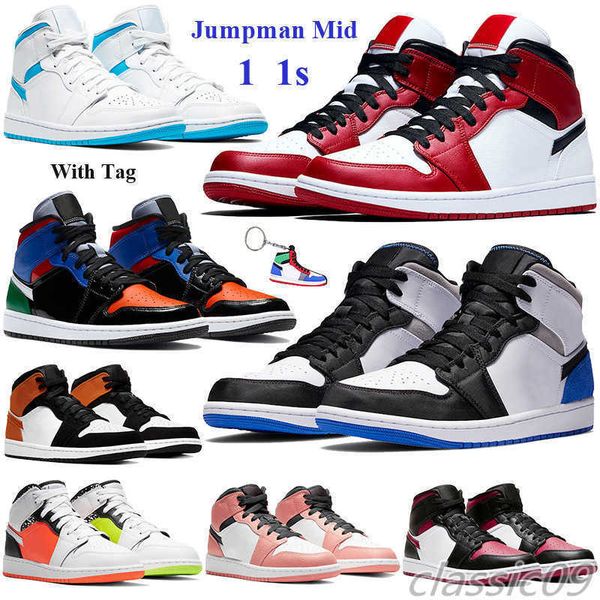 

keychain 1 1s jumpman mid chicago 2021 men women basketball shoes se white black red mid alternate red yellow multi patent trainers sneakers