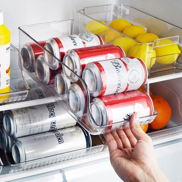 

storage boxes & bins refrigerator organizer soda can dispenser beverage transparent holder for fridge er kitchen container cabinets