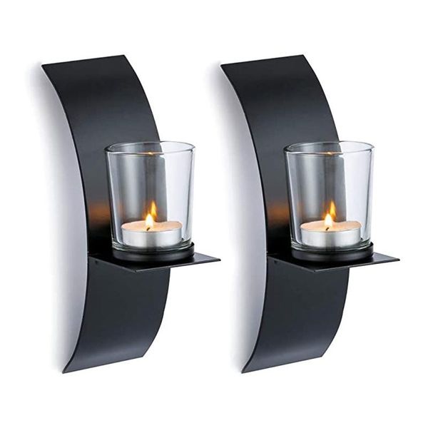 

candle holders wall sconces for decorations, black metallic mounted room, hallway, entryway decor