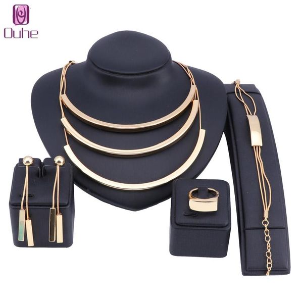 

earrings & necklace fashion dubai jewelry sets bridal gift nigerian wedding accessories big african gold color earring set, Silver