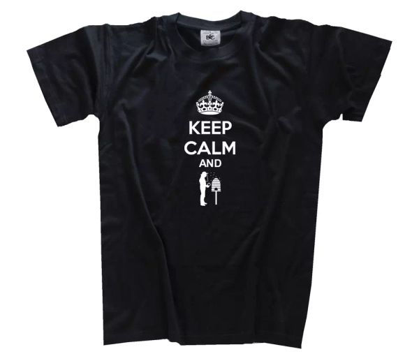 

keep calm and keep bees apicultor miel camiseta s-xxxl, White;black