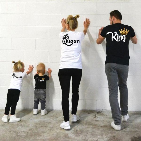 

family matching clothes mother father daughter son kid tshirt letter printing mommy and me outfits, Blue