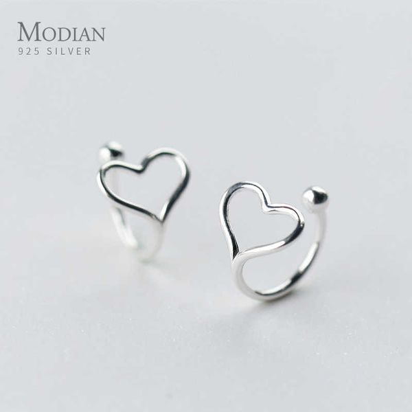 

real 925 sterling silver romantic line love hollow clip earrings for women fine jewelry accessories 210707