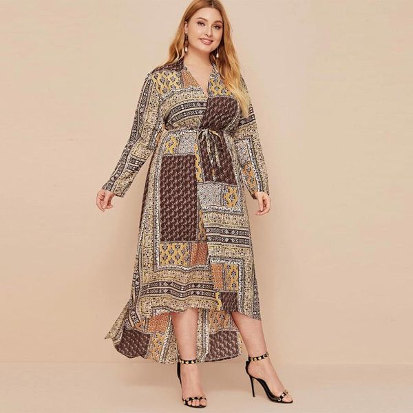 

donsignet muslim fashion middle east eid duabi abaya turkey robe coat loose plus size retro long sleeve belt dress ethnic clothing, Red