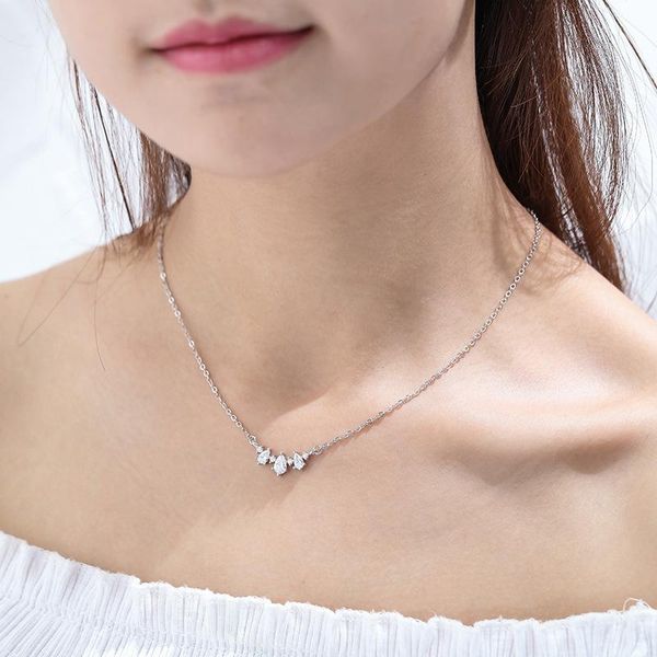 

fashion simple water drop shape zircon pendant necklace women's sweet silver color bride engagement wedding jewelry chokers, Golden;silver