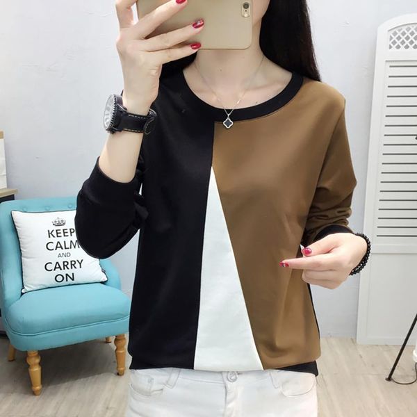 

women's hoodies & sweatshirts 2021shintimes hit the color women sweatshirtsc winter patchwork cotton long sleeve plus size hoodie femal, Black