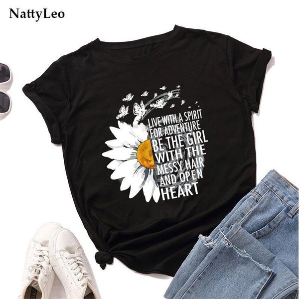 

100%cotton plus size daisy letters womens t shirts printed o neck short sleeve tees casual summer top, White