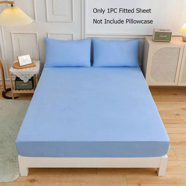 

bedding sets solid color quilt cover cotton fitted bed sheet cozy mattress dust soft household products