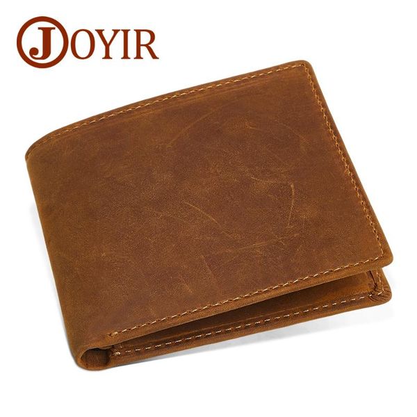 

wallets crazy horse leather men man short wallet vintage purse male men's small card holder, Red;black