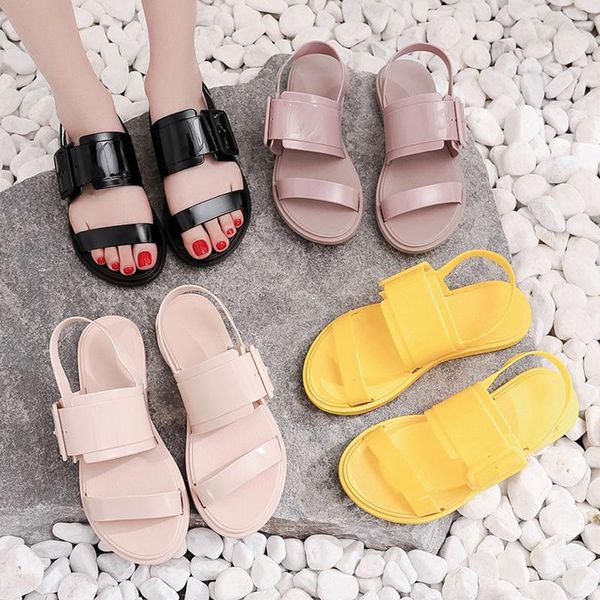 

plastic flat non-slip soft bottom comfortable anti-jelly beach sandals women, Black