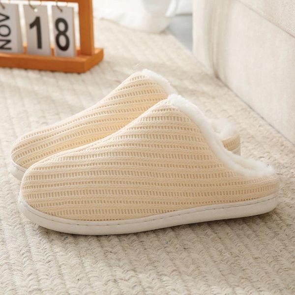 

women slippers winter indoor house plush soft cotton shoes non-slip floor home slides for bedroom, Black