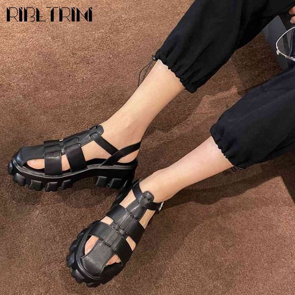 

sandals plus size 46 girl solid buckle platform punk shoes women chunky heel casual fashion gothic sandals, Black