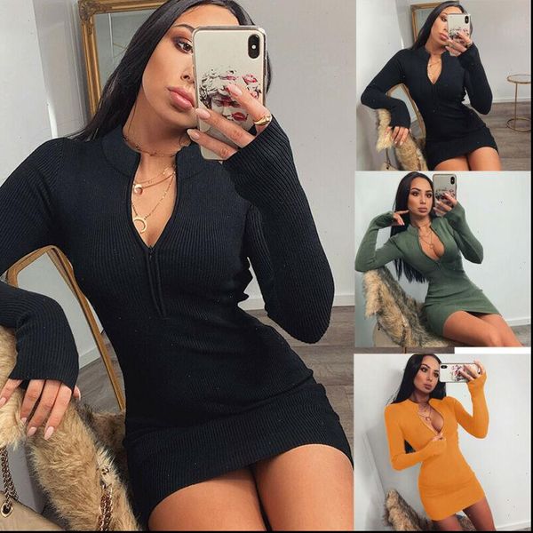 

summer womens dresses ladies knitted jumper dress casual slim bodycon sweater mini street, Black;gray