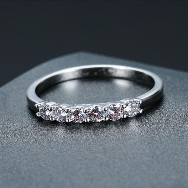 

wedding rings luxury female white zircon ring with crystal fashion silver color classic promise engagement for women, Slivery;golden