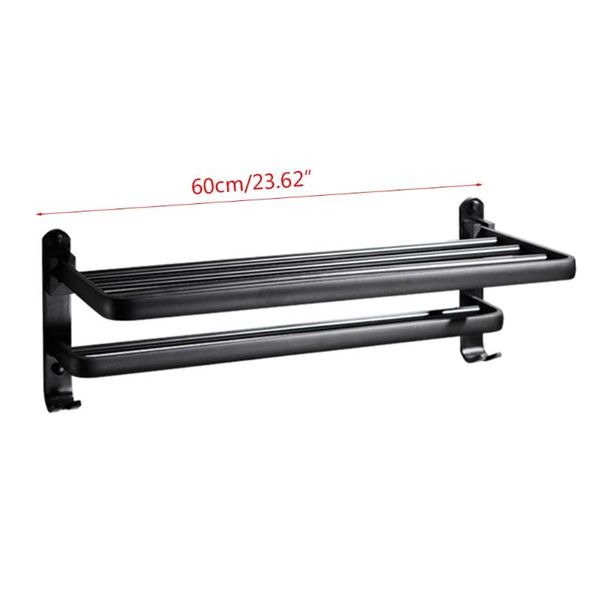 

space aluminum black towel rack wall mounted folding holder storage shelf racks