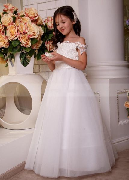 

girl's dresses first communion for girls off shoulder appliques flower dress layers tulle pageant, Red;yellow