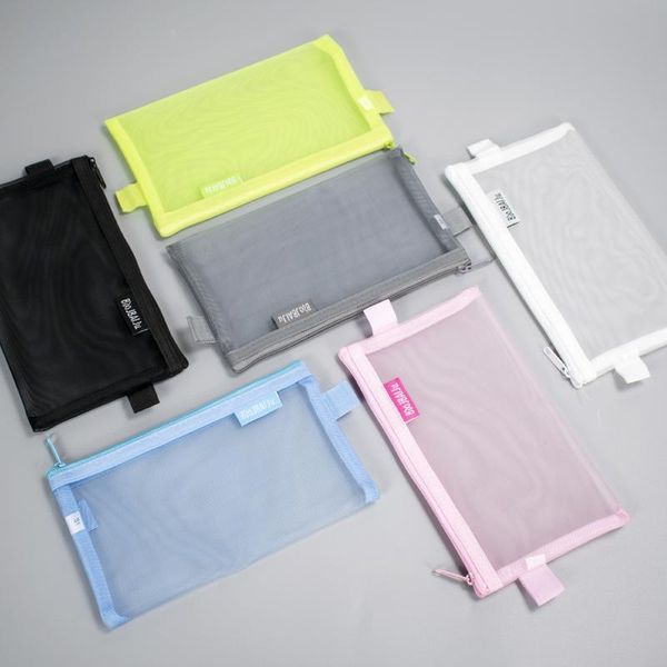 

transparent student pencil case exam large capacity mesh stationery bag zipper file bags