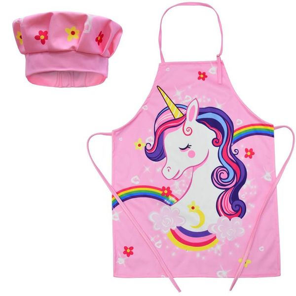 

children's gown hat rainbow unicorn anti-dirty apron baking apron