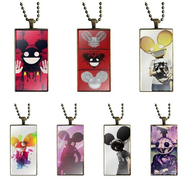 

glaze for women gifts boy deadmau5 glass cabochon choker pendant rectangle necklace bronze color jewelry necklaces, Silver