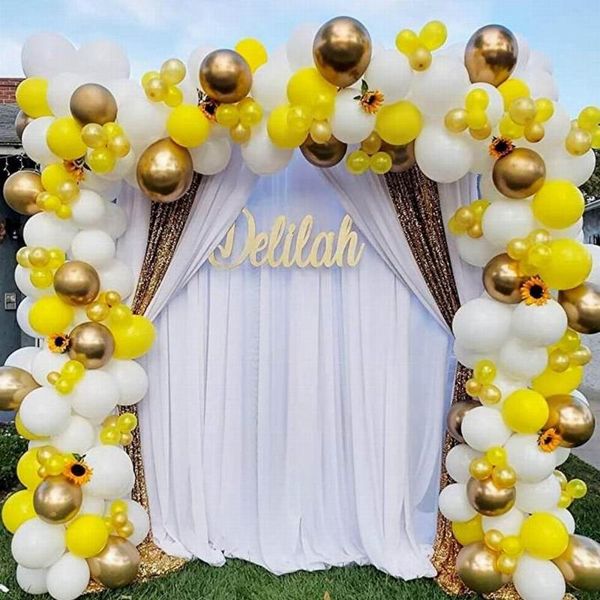 

yellow balloon garland arch kit white gold balloons for baby shower honeybee theme wedding birthday party decor decoration