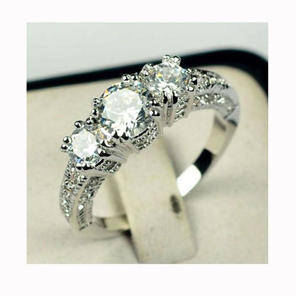 

wedding rings victoria wieck engagement women ring three stone white cz simulated stones lady's 10kt gold filled gift sz5-9, Slivery;golden