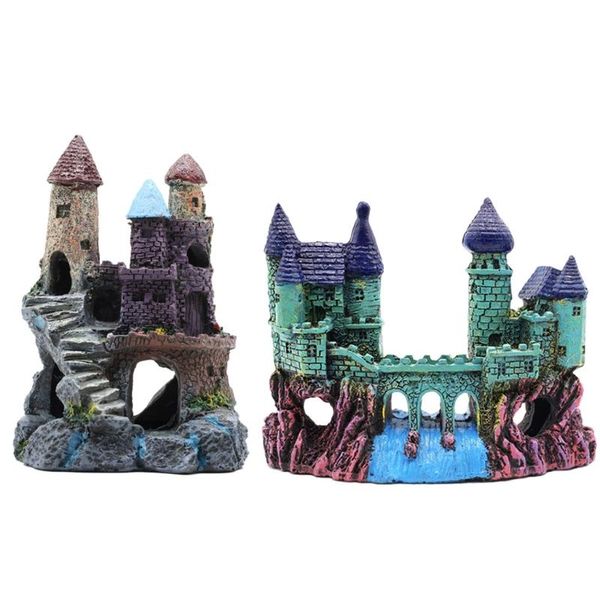 

resin castle aquarium decorationish tank mountain cave fish betta hideout house decorations