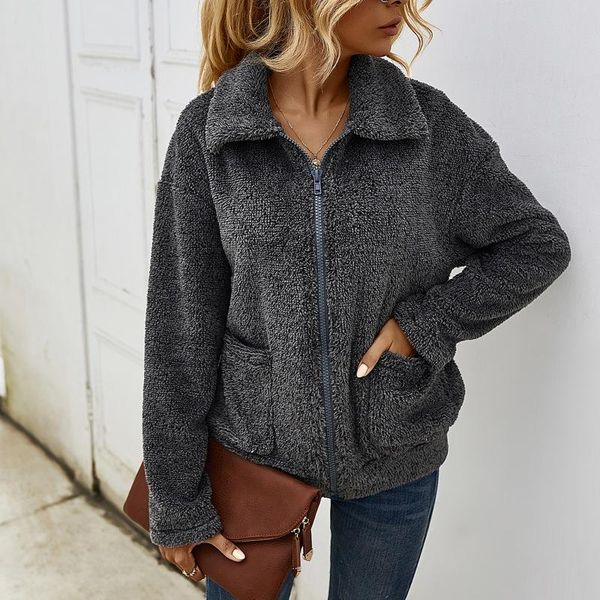 

women jackets fluffy teddy coat female warm fleece winter clothes women's, Black;brown