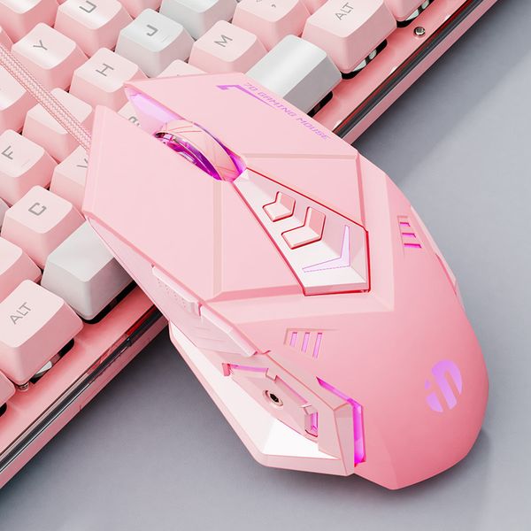 

wired usb gaming mouse pink mute rgb gamer 7 buttons mice optical office computer mouse for desklapergonomic game mouse