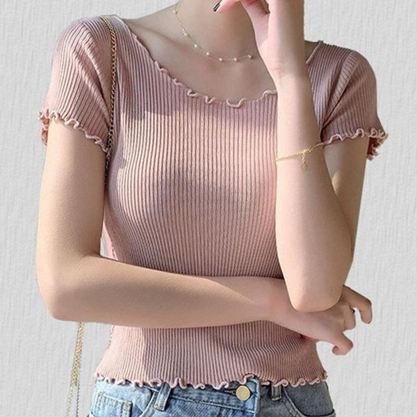 

women's t-shirt t-shirts women clothing knitting slim tees summer crop ladies o-neck short sleeve basic casual female blusas, White