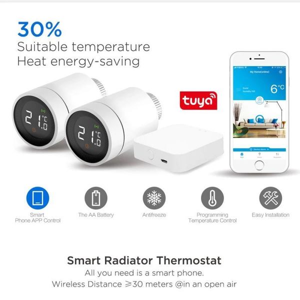 

smart home control radiator actuator programmable thermostatic valve temperature controller remote alexa tuya zigbee