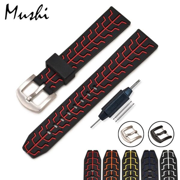 

watch bands silicone rubber watchbands strap stainless steel black buckle waterproof diving 20mm 22mm 24mm colorful band, Black;brown