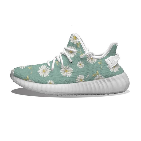 

diy custom white daisy on green background running shoes mh printed mens womens trainers outdoor sports sneakers