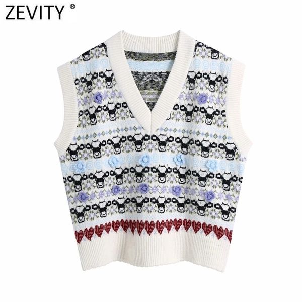 

women fashion v neck flower appliques crochet knitting sweater female sleeveless casual vest chic pullovers s679 210420, White;black