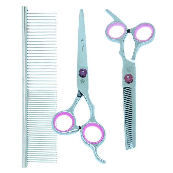

hair scissors purple dragon 7.0" pets grooming comb bag dogs curved cutting tijeras thinning shears stainless steel tools b0007b