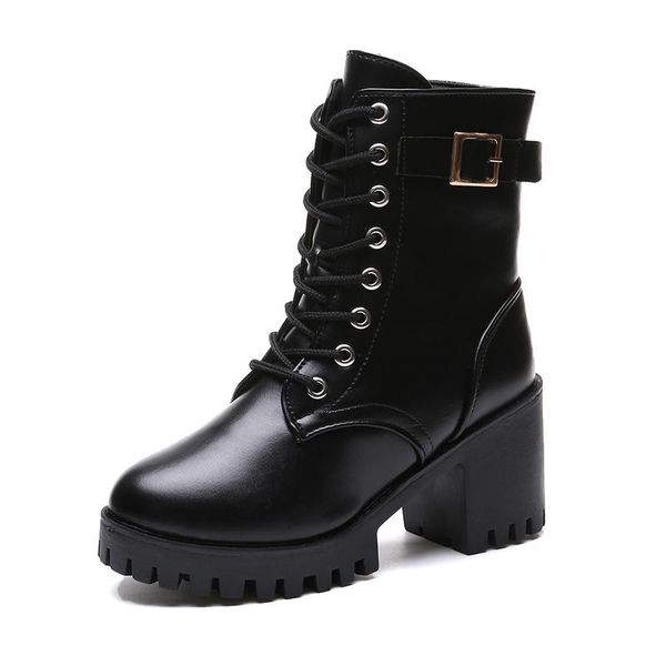 

boots female autumn british wind wild student single fashion high-heeled women, Black