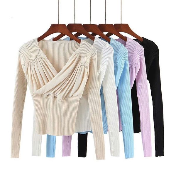 

women's jackets coats spring slim cardigan t-shirt pullover v-neck pleated cross blouse 5ud2, Black;brown