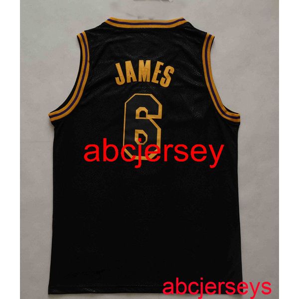 Camisa masculina de basquete LeBron James 6 gola redonda pele de cobra ouro preto S, M, L, XL, XXL colete