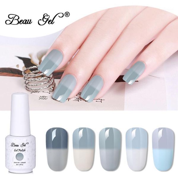 

beau gel 8ml thermal gray temperature change color nail polish vernis semi permanant enamel for art design1, Red;pink