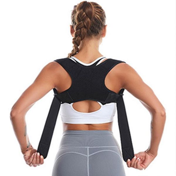 

women's shapers adjustable posture corrector body shaper corset shoulder support belt lumbar back correction bandage for men women, Black;white