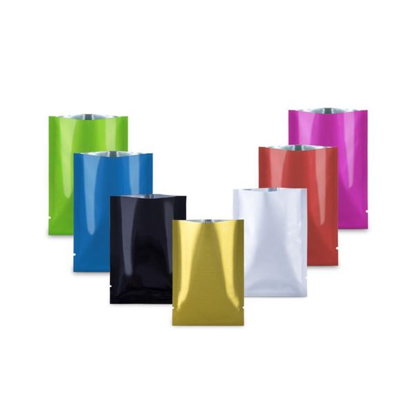 

gift wrap 100pcs glossy colorful aluminum mylar foil open bag tear notch disposable heat vacuum seal food snack ground coffee pouches