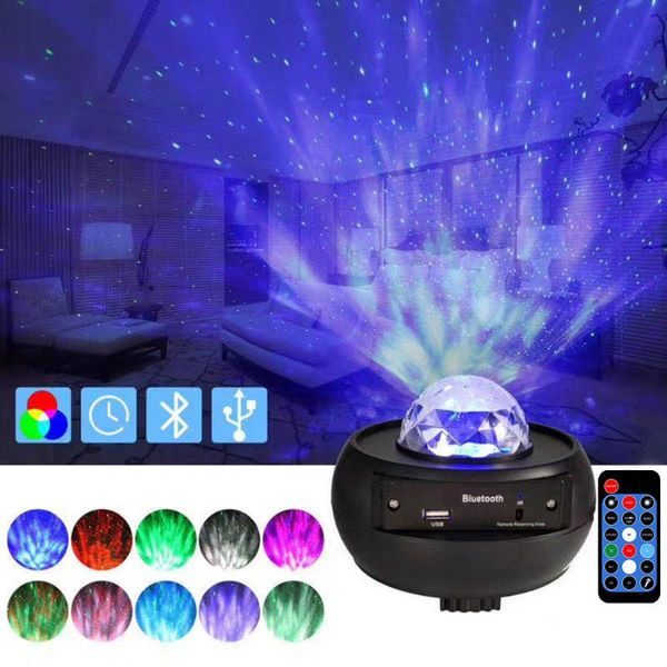 

star ocean wave projector night light galaxy starry sky lamp with music bluetooth speaker for childrens garden decorations