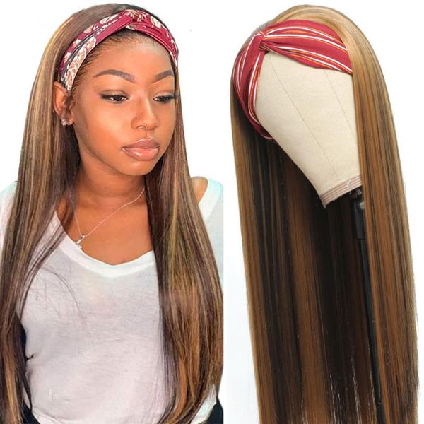 

synthetic wigs hightlight straight headband black women hair easy to wear #4/27 20-30inch