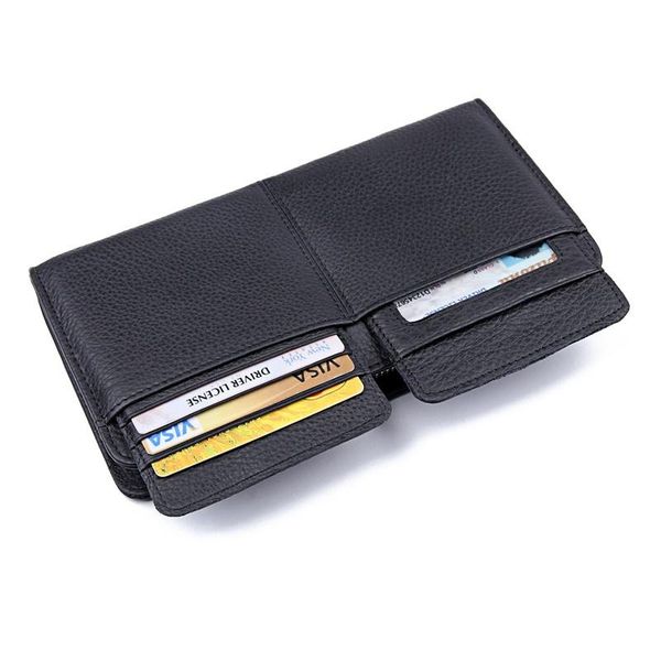 

wallets men long clutch bag large capacity zippers wallet male real leather business purse 8069a, Red;black