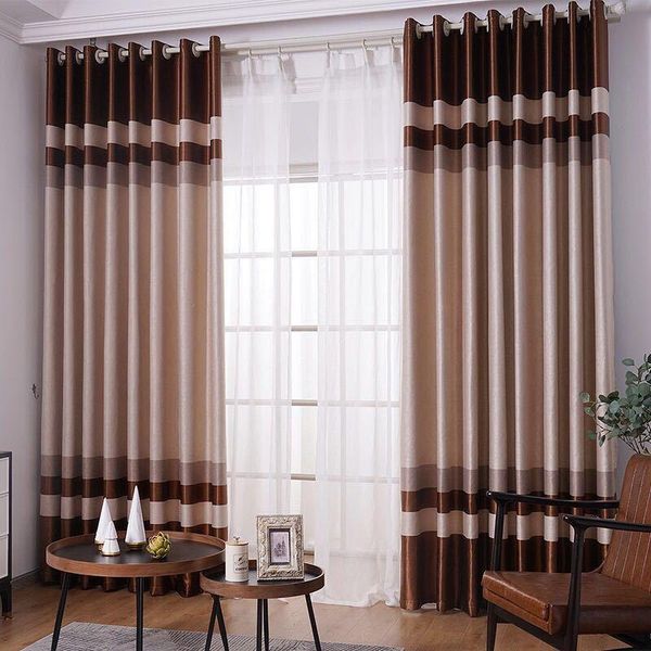 

modern striped blackout curtains for bedroom living room window grommet purple curtain ready made & drapes