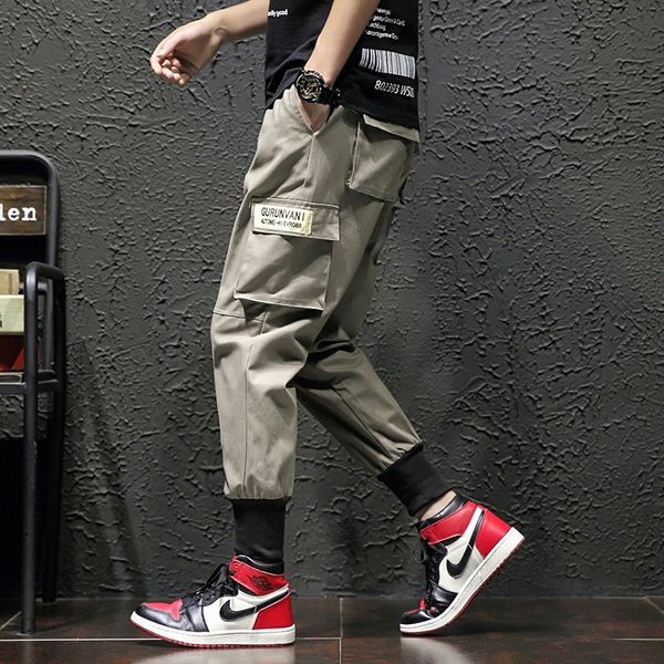 

men's pants cargo men black jogging harajuku hip hop streetwear jogger sweatpant cotton trousers harem oversized