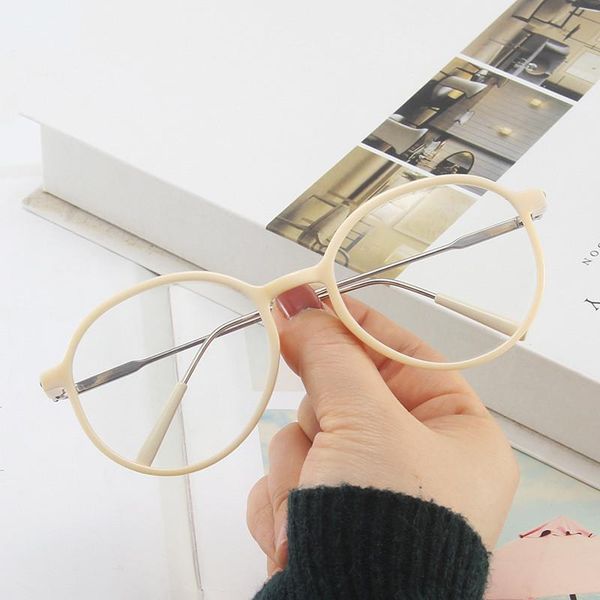 

fashion sunglasses frames 2021 round anti-blue woman eyeglasses men classic retro eye glasses trend brand design computer eyewear frame, Black