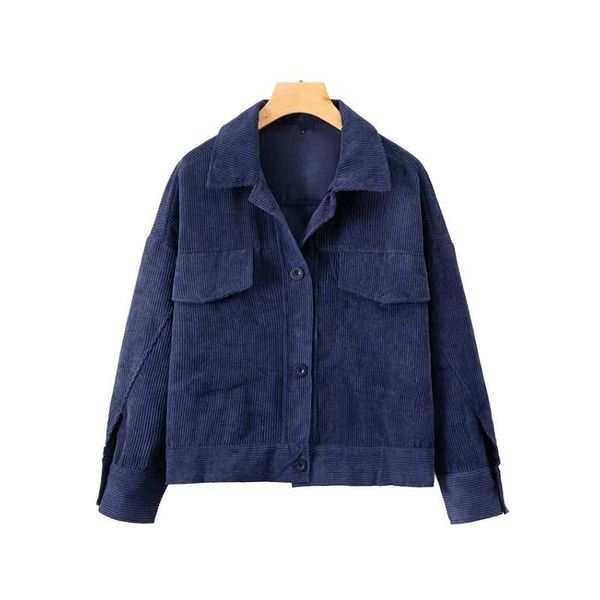 

women's jackets asds women vintage corduroy jacket navy loose coat buttons pockets long sleeve coats solid female casual outerwear 152, Black;brown